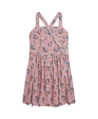 Girls' 7-16 Striped Square Neck Seersucker Dress