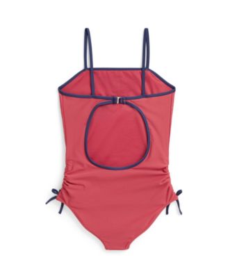 Girls' 7-16 Polo Bear Straight Neck One-Piece Swimsuit