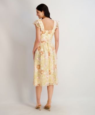 Women's Embroidered Sequin V-Neck Mesh Dress