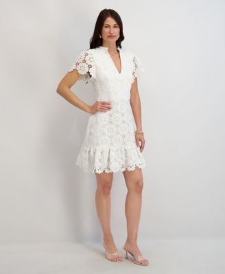 Women's Crochet V-Neck Lace Dress