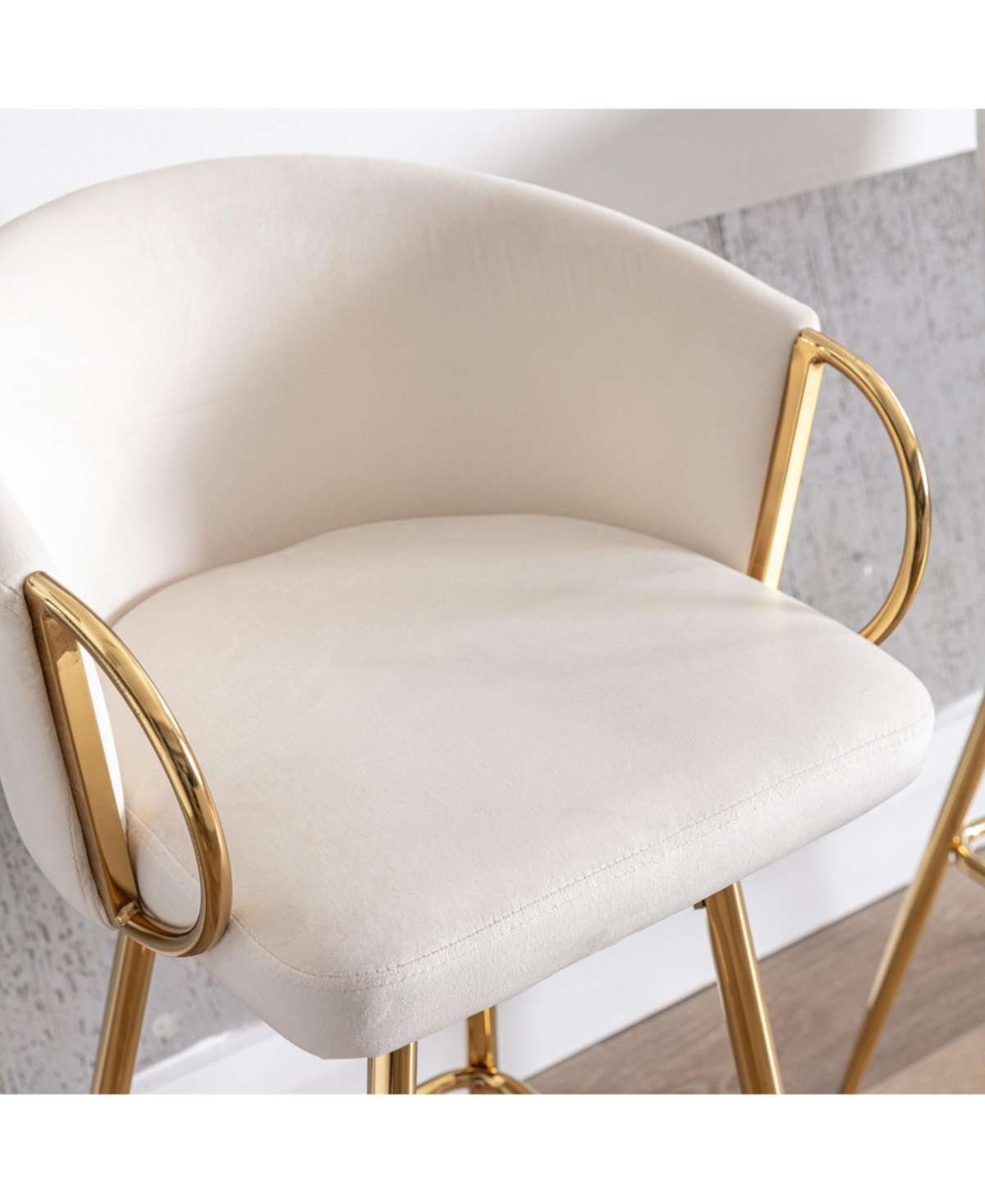 Boyel Living 26 Inch Bar Stools Set of 2, with Golden Chrome Footrest and Base Velvet Counter Height Kitchen Island Stool