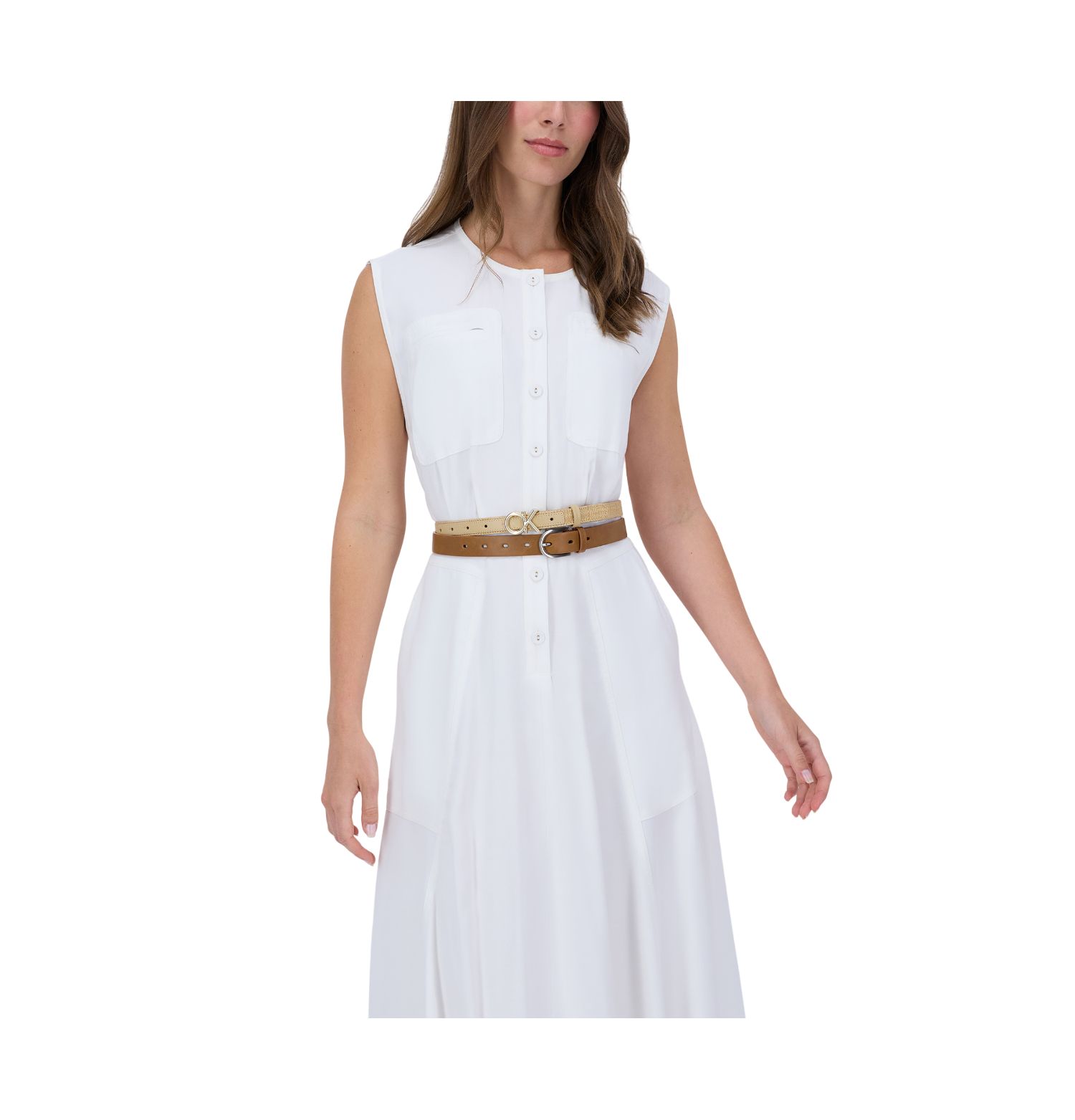 Women's Two Pack Belt Set - Skinny Monogram Buckle Belt and Harness Buckle Belt Set