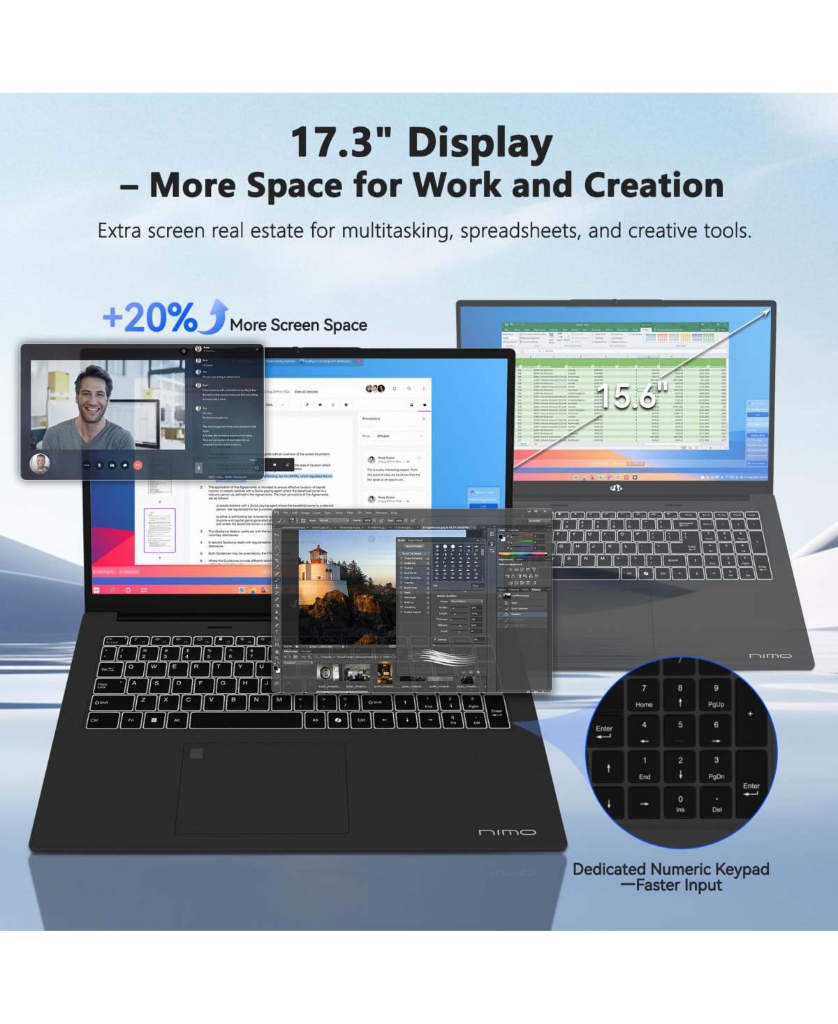 Nimo 17.3" Ai Laptop, Amd Ryzen 9 Hx 370(50 Tops Npu), Radeon 890M, 16GB Ram 1TB Ssd, DDR5, 144Hz, Pd 100W Usb-c 4.0,