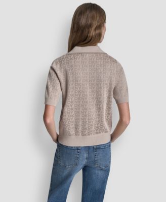 Petite Polo Collar Logo Sweater