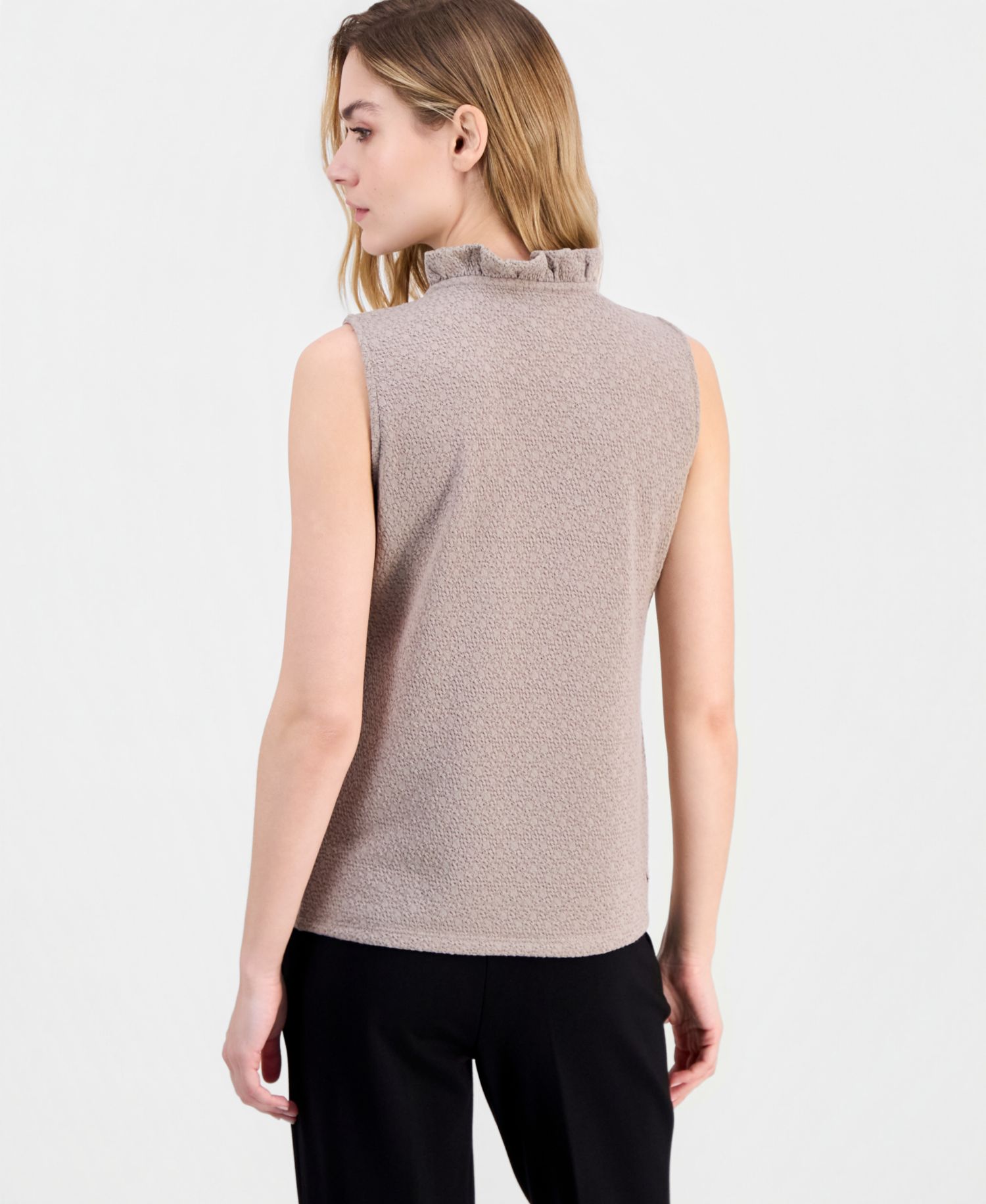 Women's Sleeveless Ruffled-Neck Top
