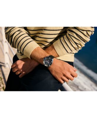 Men's Endeavor Chronograph Black Strap Watch, 43mm