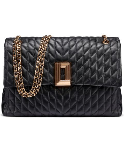 Женская сумка KARL LAGERFELD PARIS Lafayette Jumbo Leather Shoulder, цвет: Чёрный