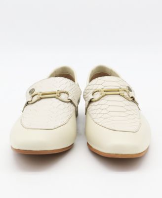 Natural Croc-Embossed Leather Loafers