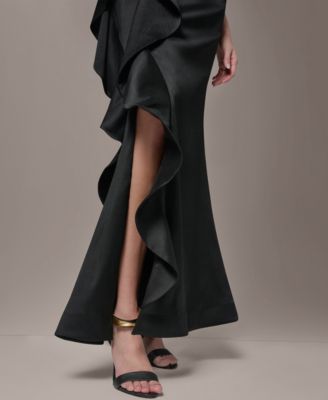 Women's Strapless Side Ruffle Gown