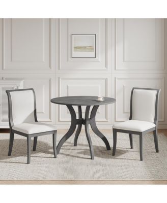 Oak Gray Round Dining Table 39.4" - Solid Wood Legs, Timeless Elegance