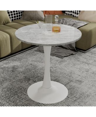 White Mid-Century Modern Marble Coffee/Dining Table (2-4 People)