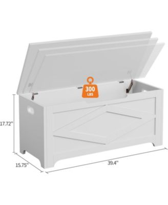 39.4" Wooden Storage Chest, Storage Bench with Safety Hinges for Entryway & Living Room