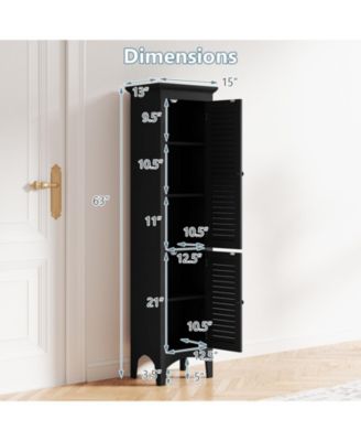 Tall Bathroom Storage Cabinet, Shutter Doors, Adjustable Shelf, Freestanding