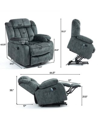 Velvet Recliners with Heat & Massage Power Lift Chair Relax Sofa Chair for Living Room, Brown