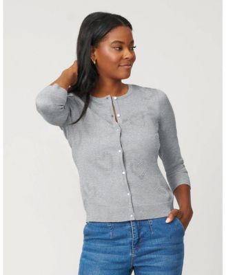 Women's Textured Heart Knit Cardigan
