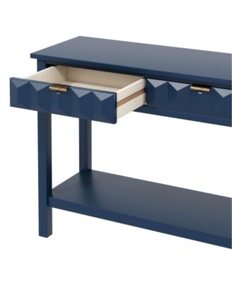 60" Fir Veneer Entryway Table with Honeycomb-patterned Fronts, Console Table with 3 Drawers and Solid Fir legs