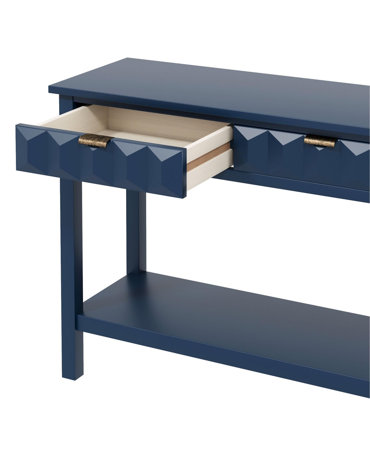 Boyel Living 60" Fir Veneer Entryway Table with Honeycomb-patterned Fronts, Console Table with 3 Drawers and Solid Fir legs