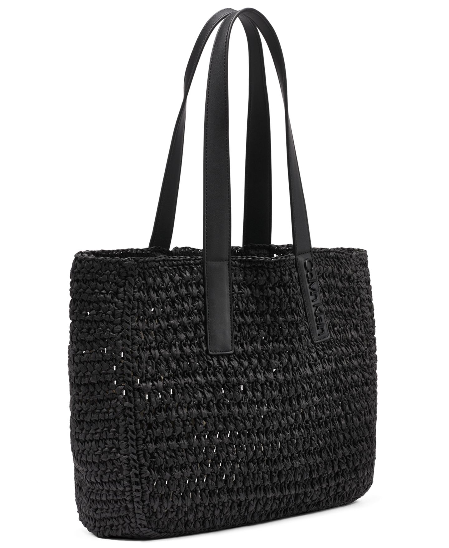 Женская сумка Calvin Klein Joan Raffia Tote with Interior Pouch, цвет: Чёрный — фото 3