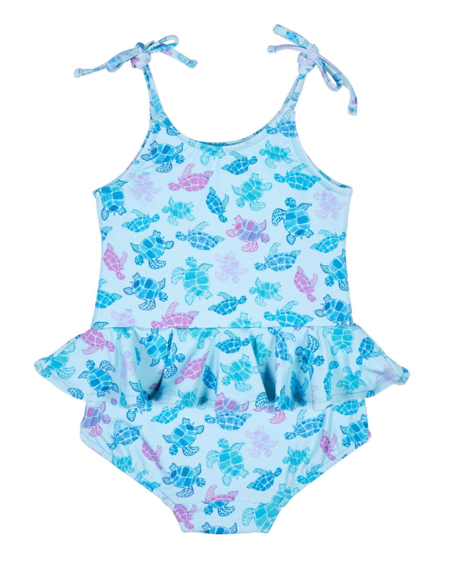 Baby Girl Turtle Print Skirted Swimsuit