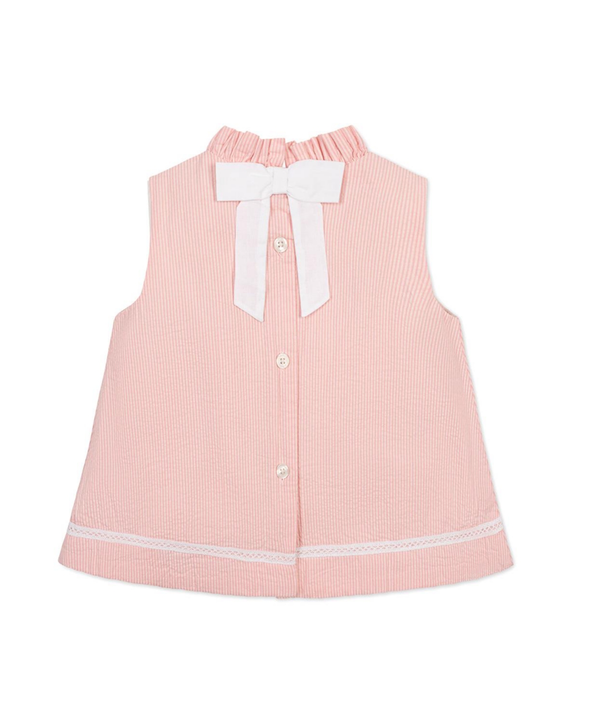 Hope & Henry Toddler Girls' Organic Ruffle Neck Seersucker Top