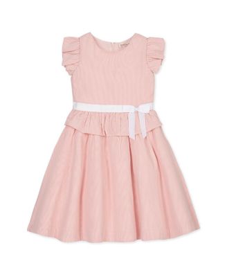 Little Girls Organic Seersucker Ruffle Sleeve Peplum Dress