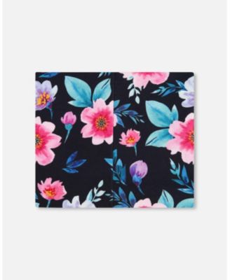 Girl Stretch Jersey Neck Tube Black Printed Flowers - Toddler|Child