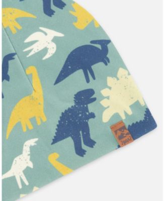 Boy Stretch Jersey Beanie Green Dinosaur Print - Toddler|Child