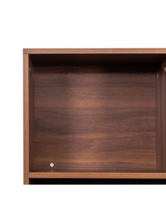 70.87" Tall Bookshelf with 10 Cubes and 3 Doors, 4-Tier Bookshelf, Open Shelf Bookcase with Cabinet, Modern Cube Storage Organizer