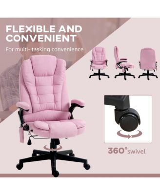 6 Point Vibrating Massage Office Chair with Heat Linen High Back Executive Recliner