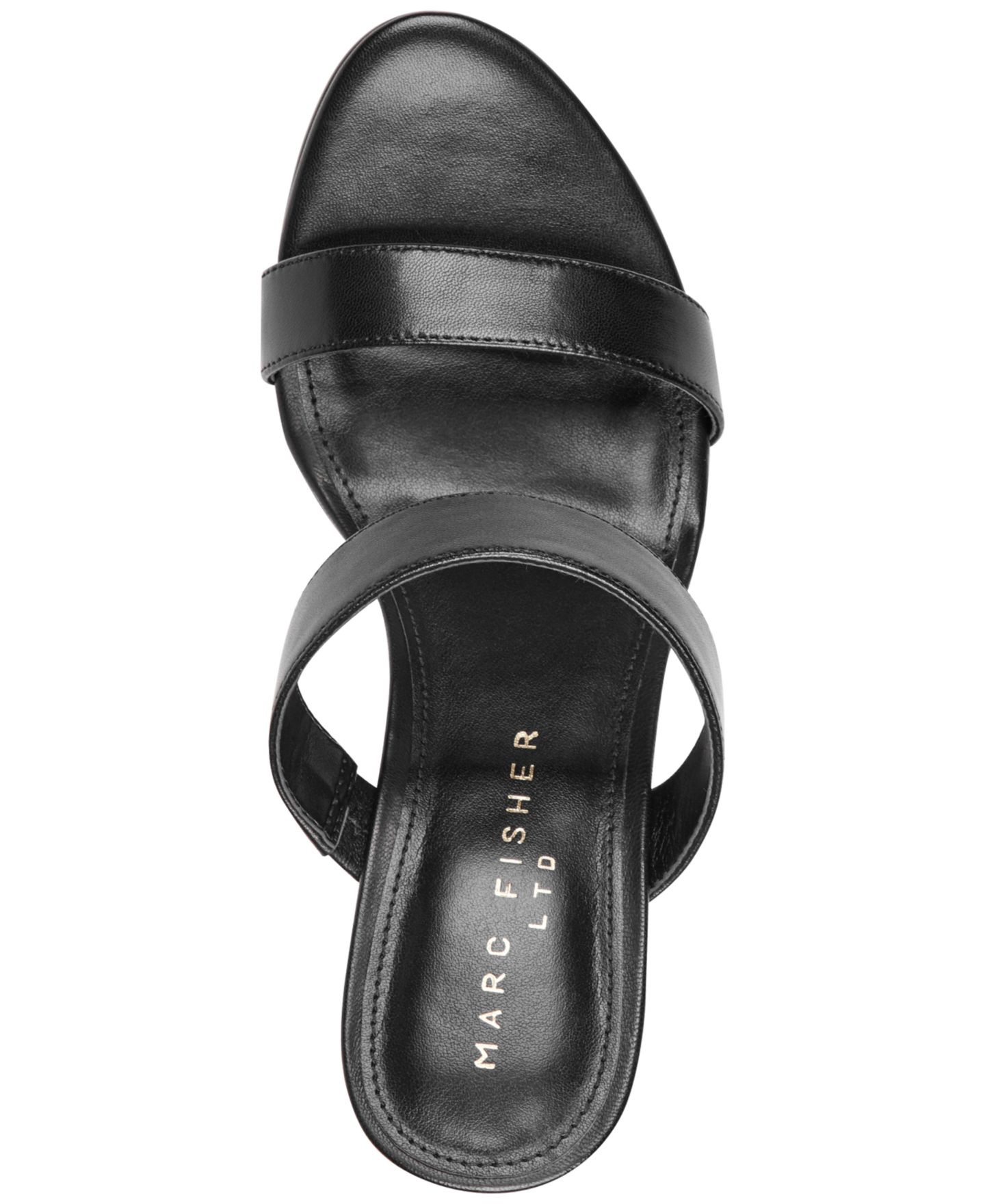 Женские сандалии Marc Fisher LTD Jessey Leather Slip-On Block Heel Dress Sandals, цвет: Чёрный кожаный — фото 4