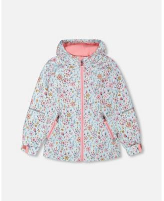 Big Girls Mid-Season Jacket Mini Flower Print