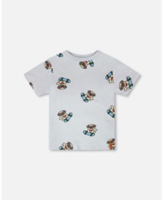Toddler Boys ganic Cotton Jersey T-Shirt Blue Pug Print