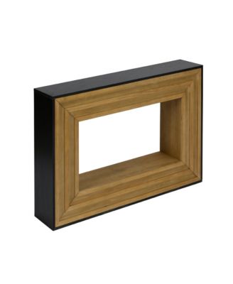 Modern Contrast Entryway Table Console Table with Layered Wood Frame and Black Top
