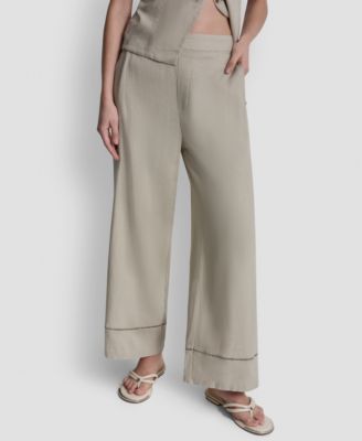 Petite High Rise Pull-On Wide Leg Ankle Pants