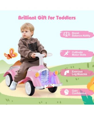 Toddler Ride on Toy Classic Sliding Car with Horn and LED Headligh