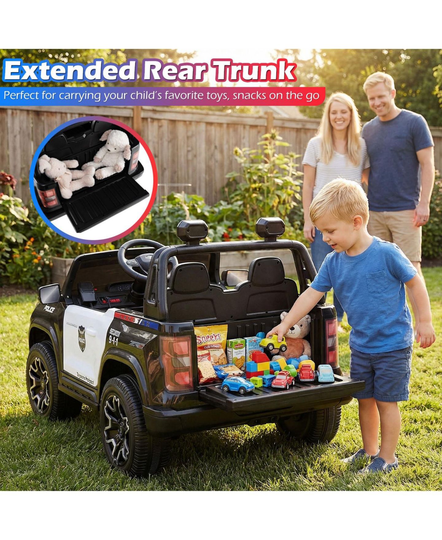 Детская игрушка Mecale 24V 2-Seater Licensed Chevrolet Police Car 4WD with Remote Control, Ages 3-8, цвет: Чёрный — фото 9
