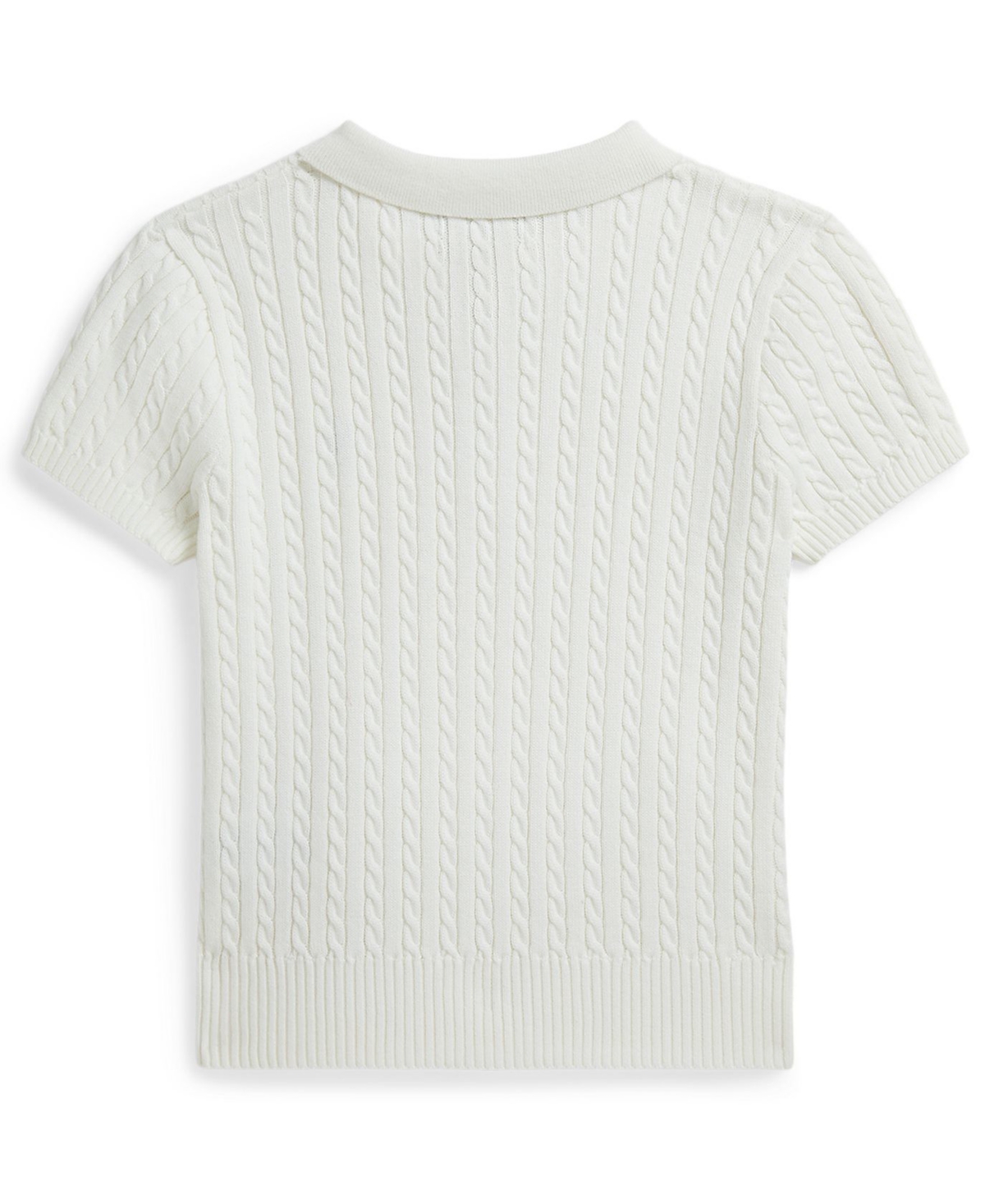 Polo Ralph Lauren Girls' 7-16 Mini-Cable Three-Button Placket Sweater