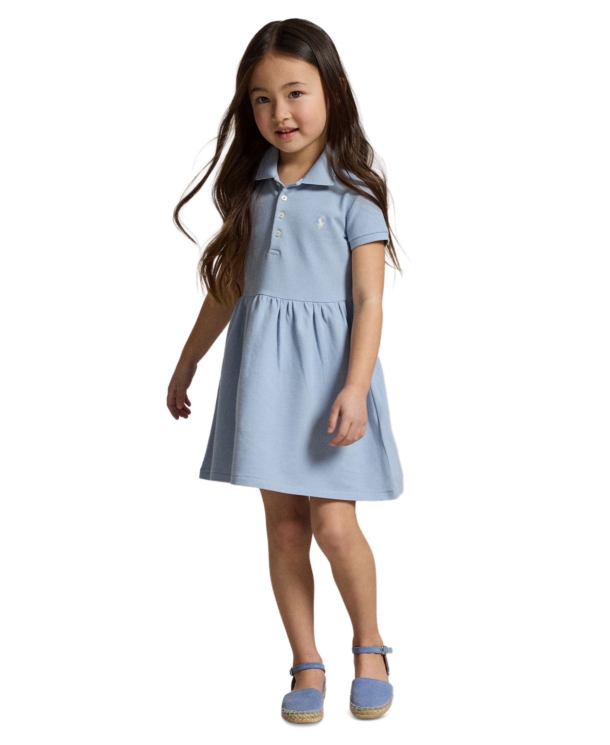 Polo Ralph Lauren Girls' 2-6X Stretch Mesh Collar Dress