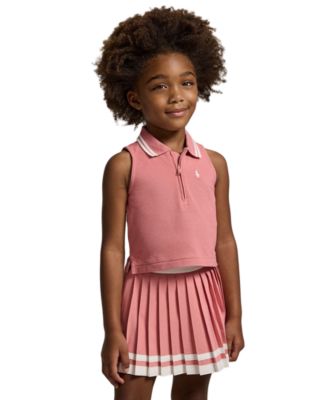 Girls' 2-6X Stretch Mesh Half-Zip Boxy Polo Shirt
