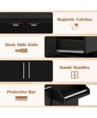 Kitchen Island Cart with Towel Rack and Spice Rack