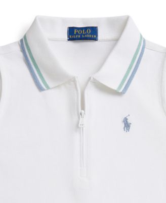 Girls' 7-16 Stretch Mesh Half-Zip Boxy Polo Shirt