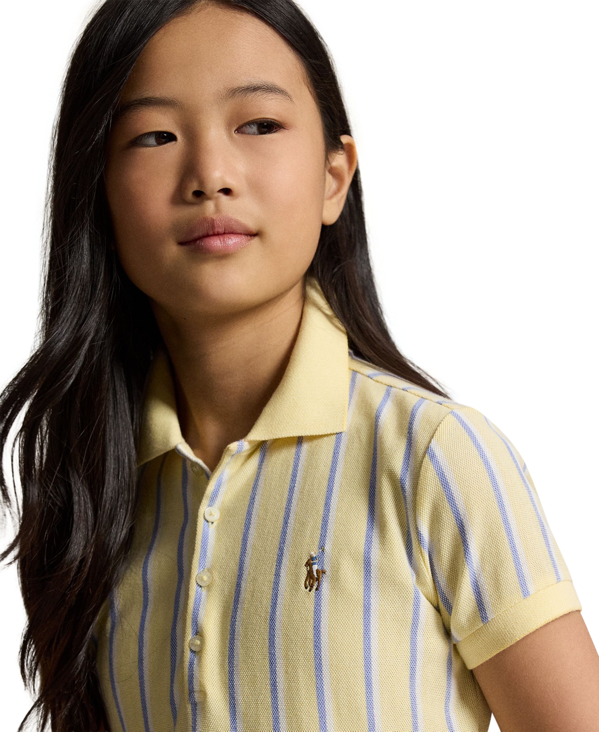 Polo Ralph Lauren Girls' 7-16 Striped Oxford Mesh Collar Dress