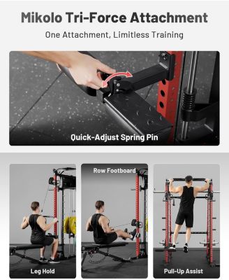 Smith Machine, 2200lbs Squat Rack with LAT-Pull Down System & Cable Crossover Machine, Training Equipment with Leg Hold-Down Attachment