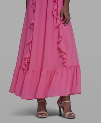 Women's V-Neck Ruffle Trim Dress