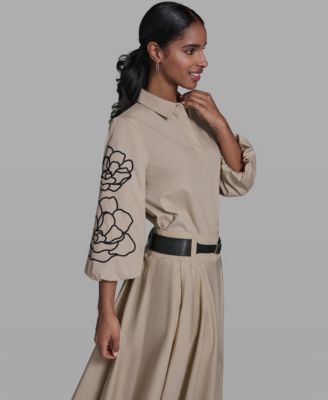 Women's Floral Detailed Collared Blouse