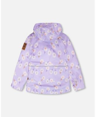 Toddler Girls 3-in-1 Two-Piece Mid-Season Outerwear Set Purple Daisy Print