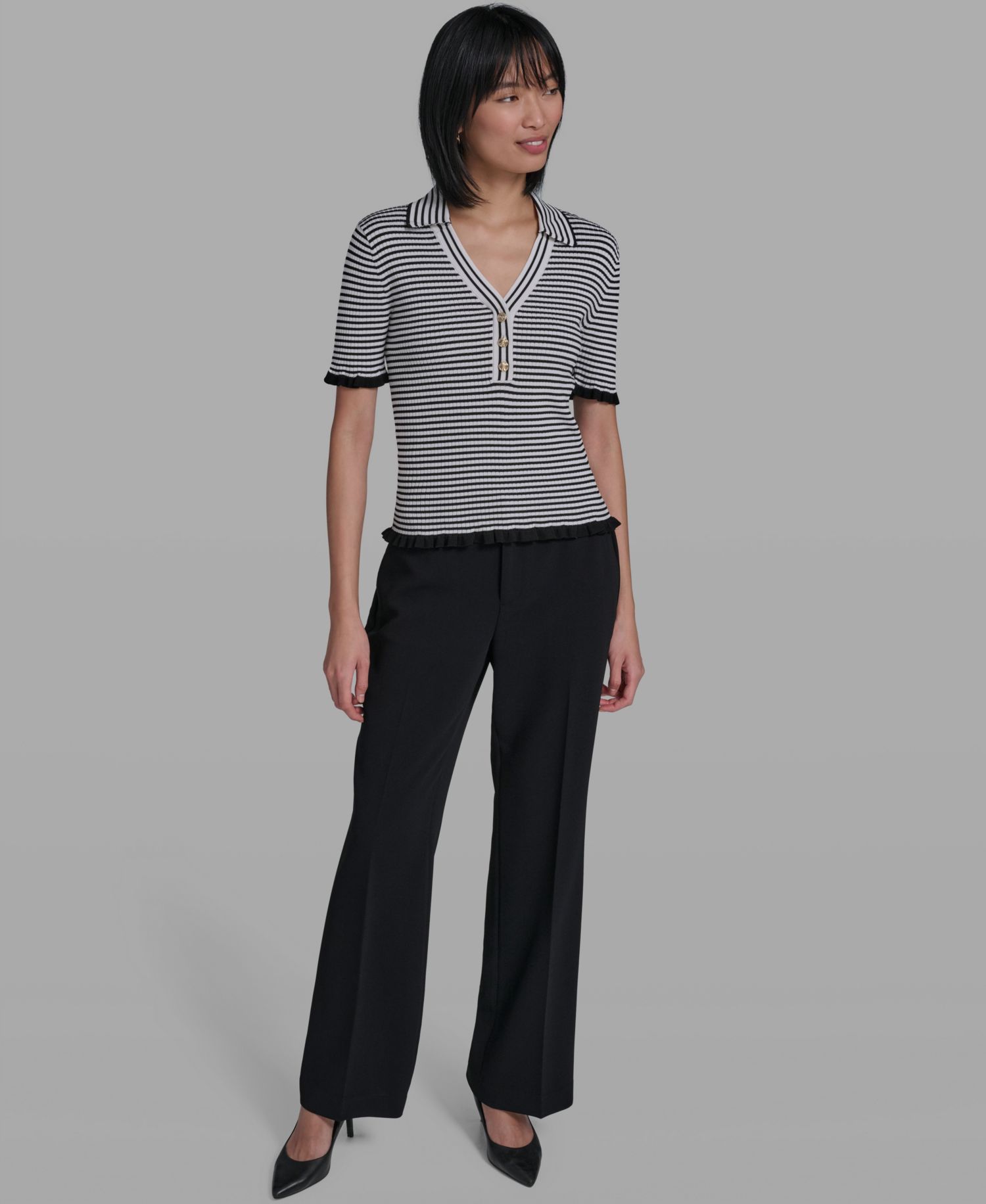 Women's Collared Short-Sleeve Sweater
