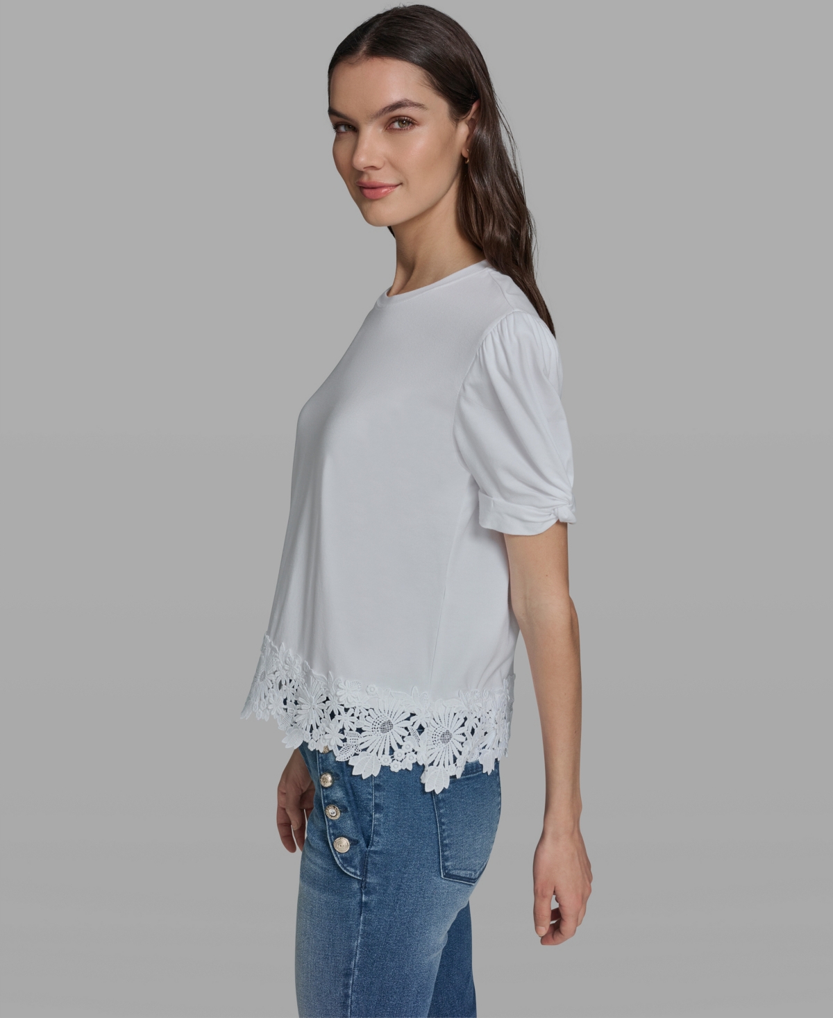 Karl Lagerfeld Paris Women's Crew Neck Short-Sleeve Top