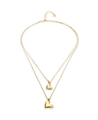 18K Gold Double Plated Necklace with Two Hearts
