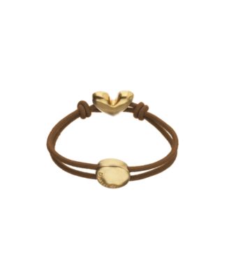 Brown Elastic Thread 18K Gold Plated Bracelet with Heart